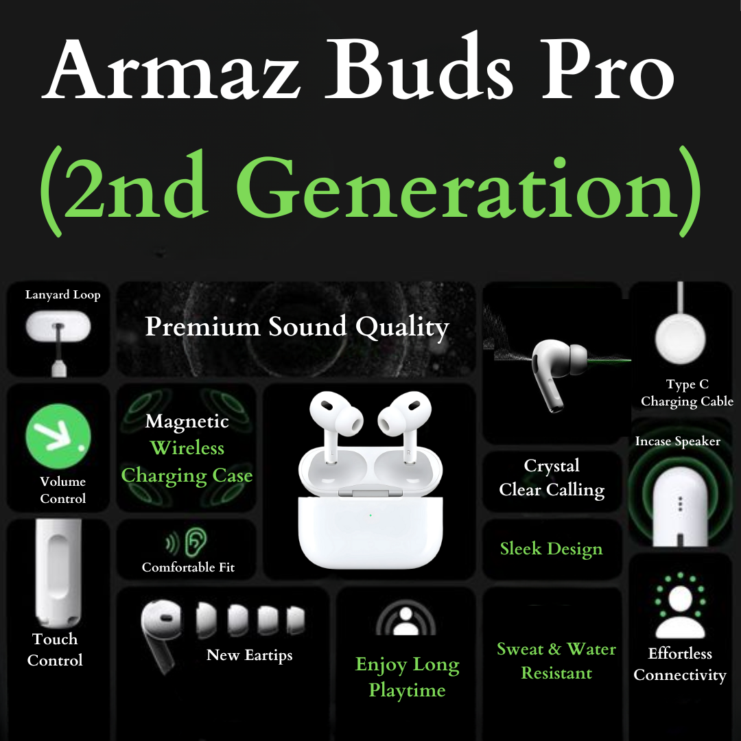 Armaz Buds Pro (2nd Generation) with Wireless Charging Case & Type-C Charging Support